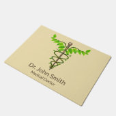 代替メディカルカドゥセウス緑葉色ベージュ ドアマット