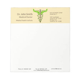 代替メディカルカドゥセウス緑葉色ベージュ ノートパッド