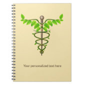 代替メディカルカドゥセウス緑葉色ベージュ ノートブック (正面)