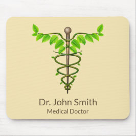 代替メディカルカドゥセウス緑葉色ベージュ マウスパッド