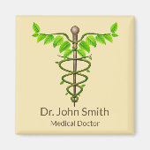 代替メディカルカドゥセウス緑葉色ベージュ マグネット (正面)