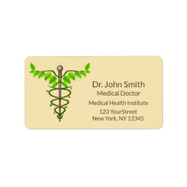 代替メディカルカドゥセウス緑葉色ベージュ ラベル