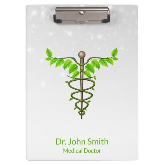 代替メディカルカドゥセウス緑葉色白 クリップボード (正面)