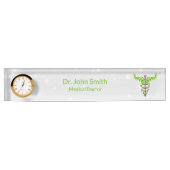 代替メディカルカドゥセウス緑葉色白 デスクネームプレート (正面)