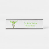 代替メディカルカドゥセウス緑葉色白 デスクネームプレート (正面)