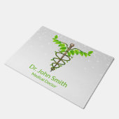 代替メディカルカドゥセウス緑葉色白 ドアマット (アングル)