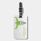 代替メディカルカドゥセウス緑葉色白 ラゲッジタグ (正面縦)