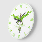 代替メディカルカドゥセウス緑葉色白 ラージ壁時計 (傾斜)