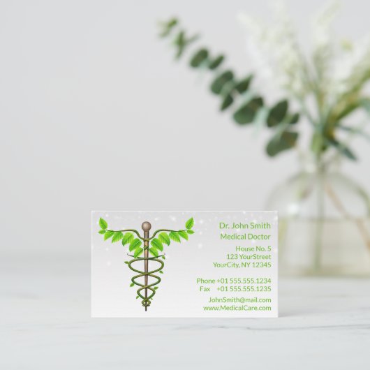 代替メディカルカドゥセウス緑葉色白 予約カード (スタンド正面)