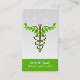 代替メディカルカドゥセウス緑葉色白 名刺