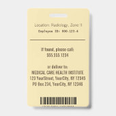 代替メディカルカドゥセウス葉グリーンベージュID バッジ (Back)