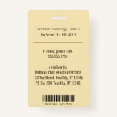 代替メディカルカドゥセウス葉グリーンベージュID バッジ (裏面)