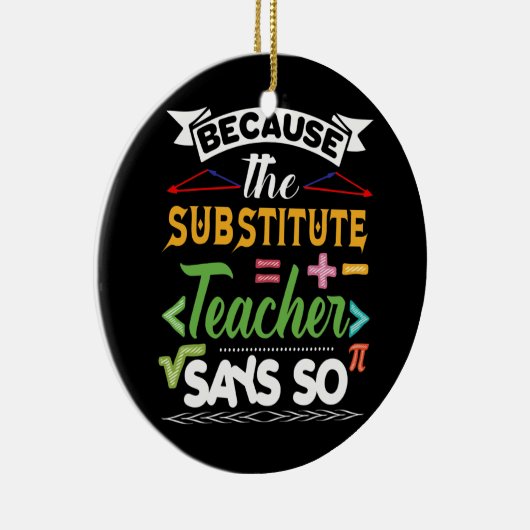 代替先生おもしろい新学期ティー男性 セラミックオーナメント (右)