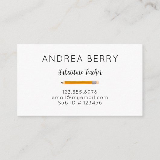 代替先生イエローペンシル 名刺 (裏面)