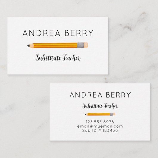 代替先生イエローペンシル 名刺 (正面/裏面)