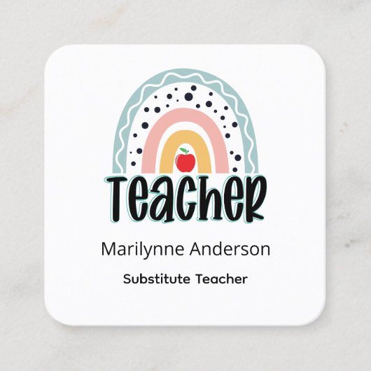 代替先生ボホーレインボー スクエア名刺 (正面)