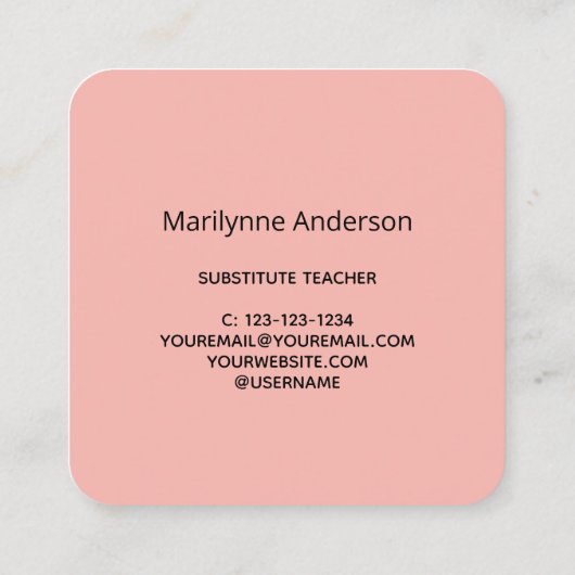 代替先生ボホーレインボー スクエア名刺 (裏面)