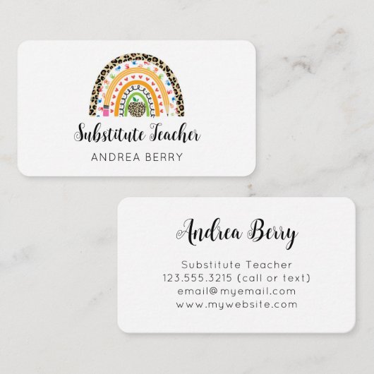 代替先生レインボーヒョウ印刷 名刺 (正面/裏面)