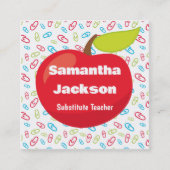 代替先生レッドアップル スクエア名刺 (正面)