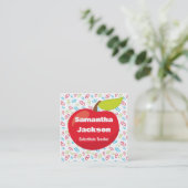 代替先生レッドアップル スクエア名刺 (スタンド正面)