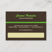 代替医療ホメオパシーの名刺 予約カード (裏面)