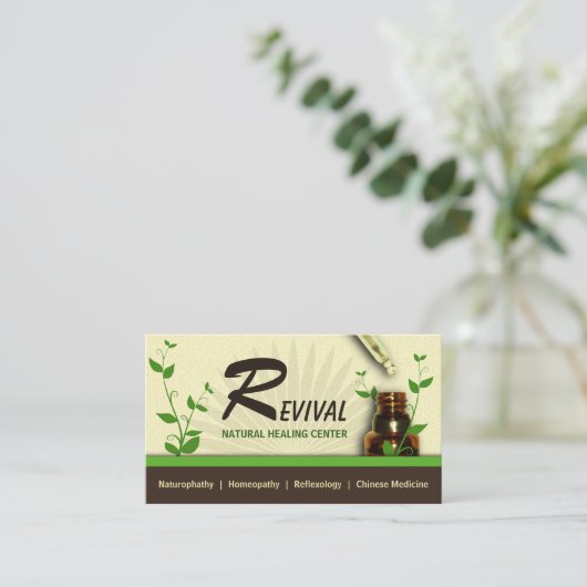 代替医療ホメオパシーボトルとスポイト 予約カード (スタンド正面)