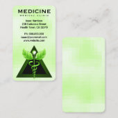 代替医療ライトグリーンカドゥセウス垂直 名刺 (正面/裏面)