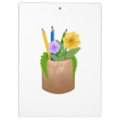 代替学校先生鉛筆の花 クリップボード (裏面)