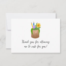 代替学校先生鉛筆の花 サンキューカード