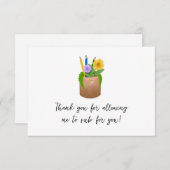 代替学校先生鉛筆の花 サンキューカード (正面/裏面)