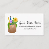 代替学校先生鉛筆の花 名刺 (正面)