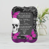 代替紫ゴシック糖結婚スカル 招待状 (スタンド正面)