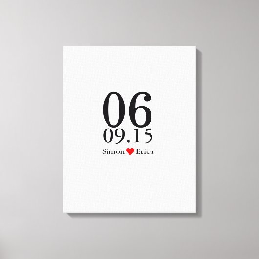代替結婚のゲストブックの署名キャンバス日付 キャンバスプリント (正面)