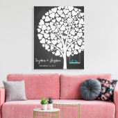 代替結婚のゲストブックハートツリーティール(緑がかった色) キャンバスプリント (インサイチュ (リビング))