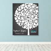 代替結婚のゲストブックハートツリーティール(緑がかった色) キャンバスプリント (インサイチュ (ウッドフロア))