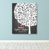 代替結婚のゲストブックハートツリー赤 キャンバスプリント (インサイチュ (ウッドフロア))