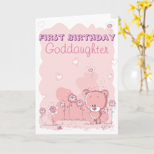 代父母からの最初に教女の第1誕生日 カード (黄色い花)