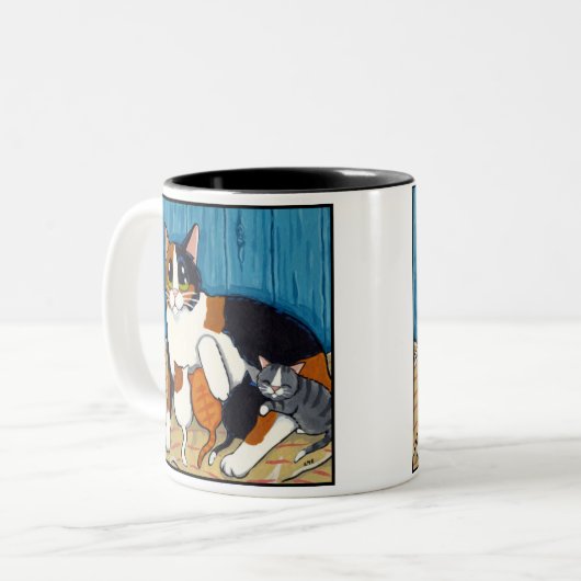 代用のミイラ|猫および子ネコの芸術のマグ ツートーンマグカップ (正面左)