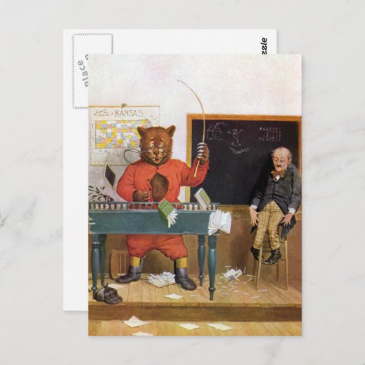代用教員としてルーズベルトくま ポストカード (正面/裏面)