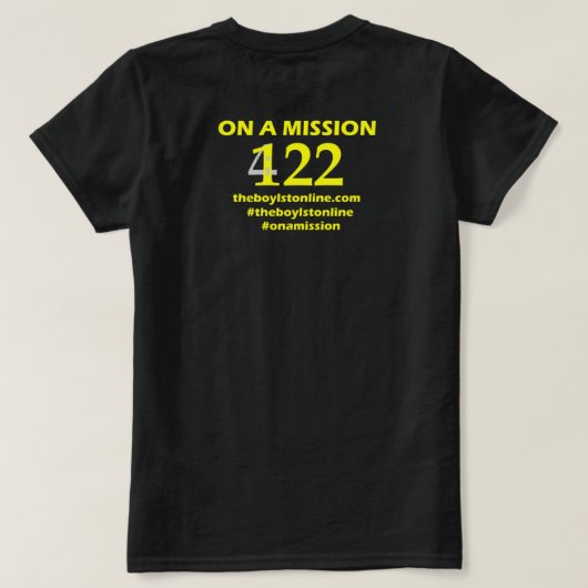 「代表団で」のTシャツの(空白のな)黄色いレタリング Tシャツ (デザイン裏面)