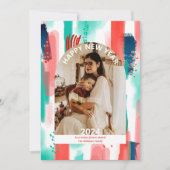 令和6年 新年のご挨拶 現代的な写真 フラット ホリデー カード (正面)