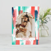 令和6年 新年のご挨拶 現代的な写真 フラット ホリデー カード (スタンド正面)