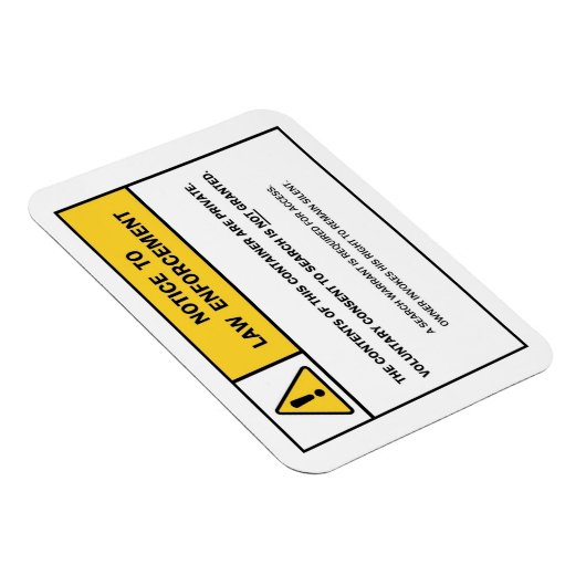 「令状なしで検索できない」磁石標識 マグネット (右側)