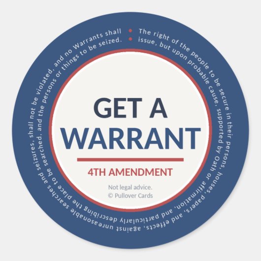 令状を取れ 4th Amendment ステッカー (正面)