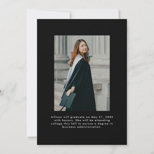 以降と上位2枚の写真卒業 案内状 (裏面)