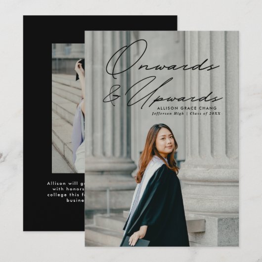 以降と上位2枚の写真卒業 案内状 (正面/裏面)