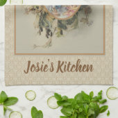 仮定によって聖母マリアの賛美される花柄 キッチンタオル (折り畳み)