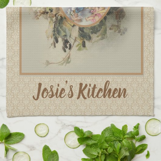 仮定によって聖母マリアの賛美される花柄 キッチンタオル (折り畳み)