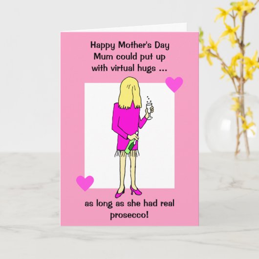 仮想おもしろいハグスプロセッコ母の日 カード (黄色い花)