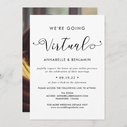 仮想の写真結婚を作成 案内状 (正面/裏面)